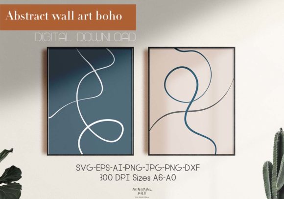 2 Abstract Boho Wall Art: Graphics & Illustrations