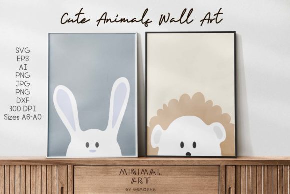 2 Cute Animals Wall Art: Graphics & Illustrations