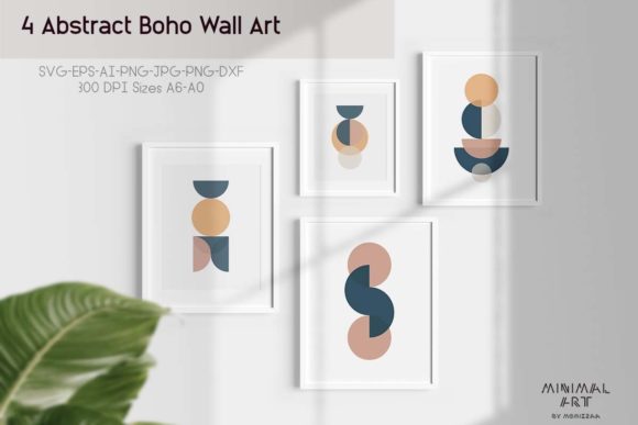 4-Abstract Boho Wall Art: Graphics & Illustrations