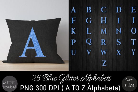 Blue Glitter Alphabets: Graphics for Crafts