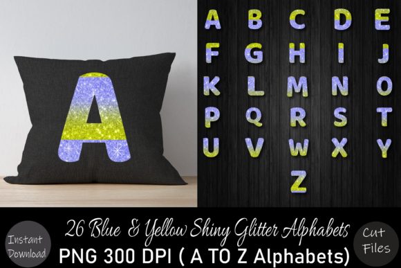 Blue Yellow Glitter A-Z: Graphics for Crafts