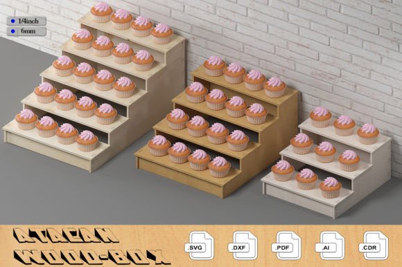 Cupcake Display Stand Wood Shelves 320 for Laser Cutting Stands