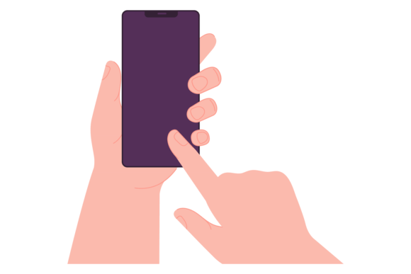 Finger Touching Smartphone Screen: Blank Graphics & Illustrations