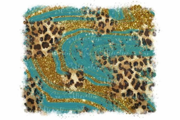 Leopard Glitter Turquoise Background Graphics Review