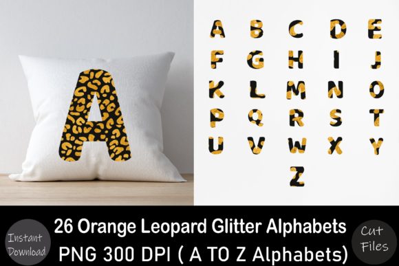 Orange Leopard Glitter Alphabet: Bold Graphics for Crafts