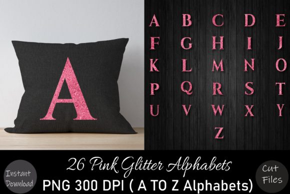 Pink Glitter A-Z: Graphics for Crafts & Brands
