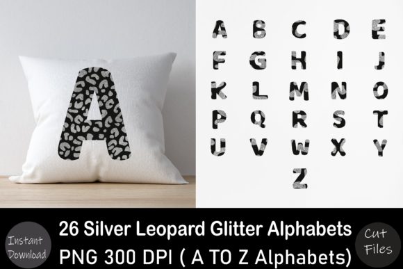Silver Leopard Glitter Alphabet for Crafts & Graphics