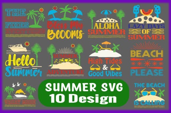 Summer 10 Colorful SVG: Vibrant Graphics for Crafts