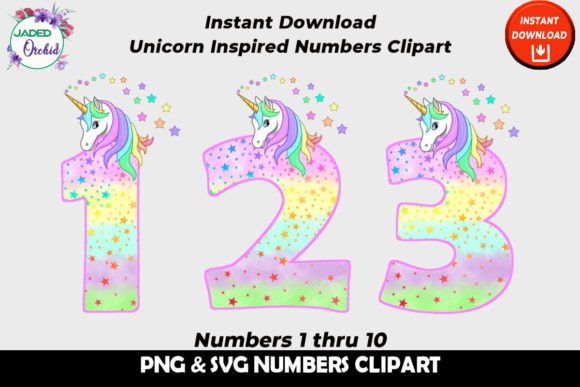 Unicorn Birthday Clipart: SVG & PNG Graphics for Crafts