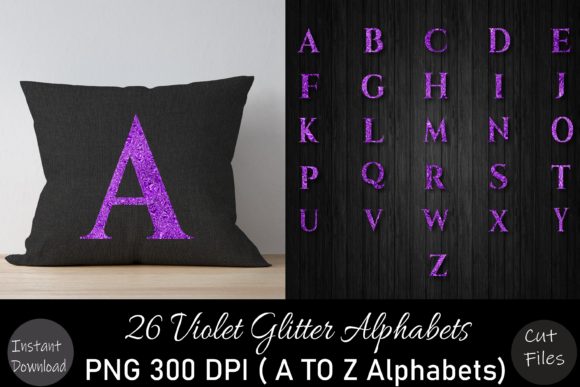 Violet Glitter Alphabets for Crafts and Graphics