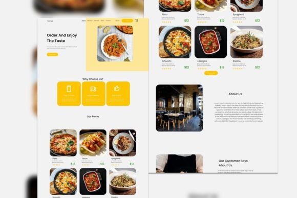 Yellow Food Graphics for Landing Page Templates